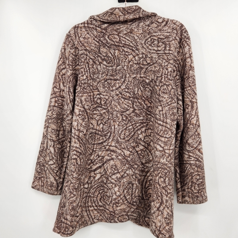 J. Jill PureJill Curved Front Printed Cardigan Womens Size Large Paisley Neutral - Picture 7 of 8